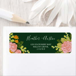 Etiqueta Botânica de Casamento Verde Escuro Floral