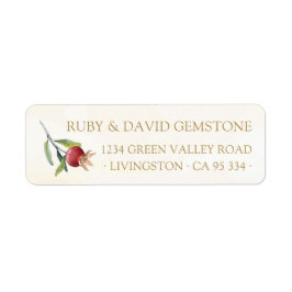 Etiqueta Botanical Watercolor Pomegranate Return Address