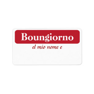 Etiqueta Boungiorno meu nome é… Tag
