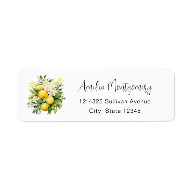 Etiqueta Bouquet de Limão com Flores Brancas - Endereço (Frente)