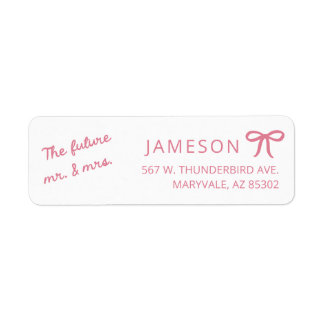 Etiqueta Bow Future Mr and Mrs Wedding Return Address Label