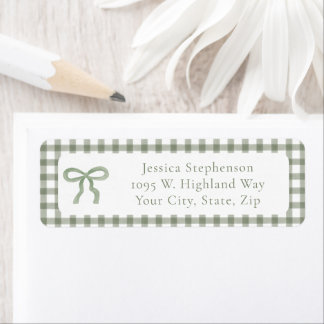 Etiqueta  Bow Green Gingham Cottagecore Return Address