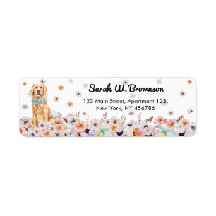 Etiqueta Bowtie e Flores de Mola do Cachorro do Retriever d