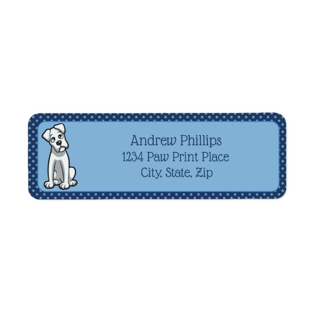 Etiqueta Boxer branco com impressões de pata azul clara (Frente)