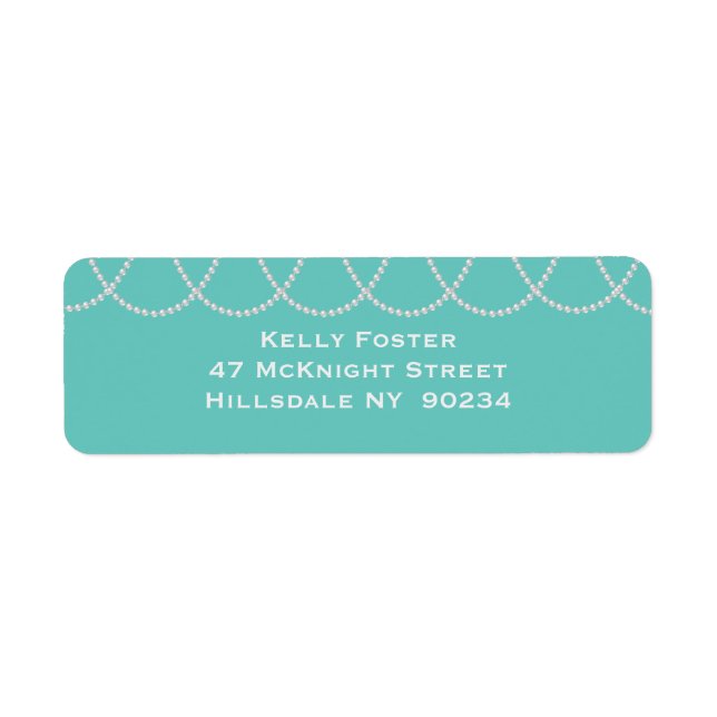 Etiqueta branca Chá de panela Turquesa e Pérolas (Frente)