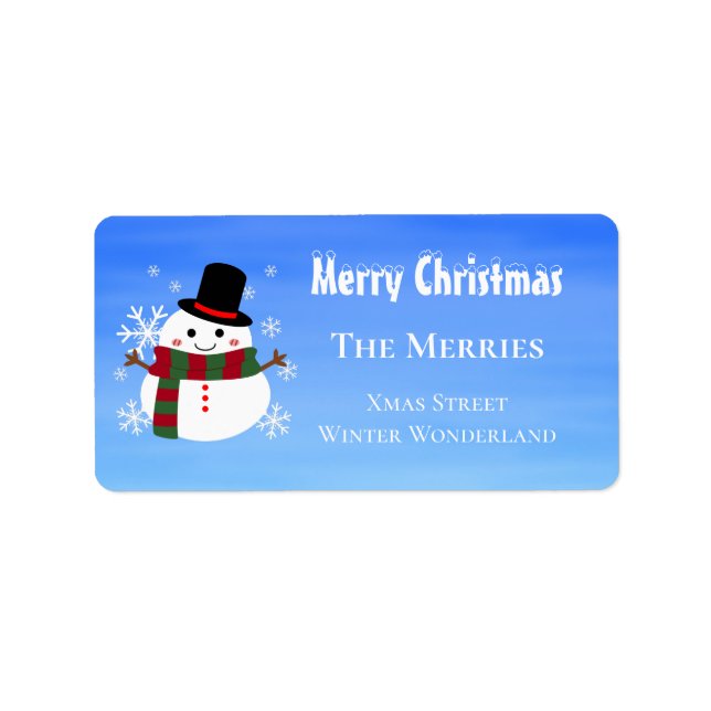 Etiqueta Branca de Natal Snowman (Frente)