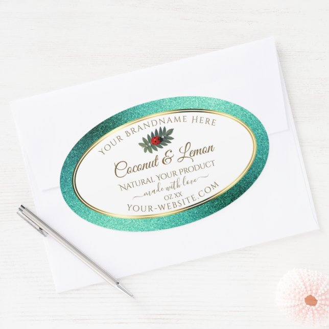 Etiqueta Branca de Produto Metálica Teal Luminária (Envelope)
