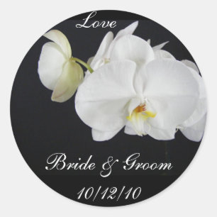 Etiqueta branca do casamento da orquídea