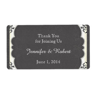 Etiqueta branca preta da garrafa de água do quadr