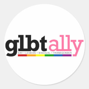 Etiqueta branca redonda do aliado de GLBT