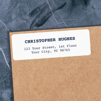 Etiqueta Branco azul-elegante minimalista