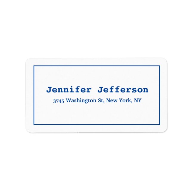 Etiqueta Branco Azul Profundo clássico elegante comum profi (Frente)