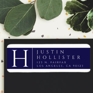 Etiqueta Branco e Marinho Endereço de devolução clássico