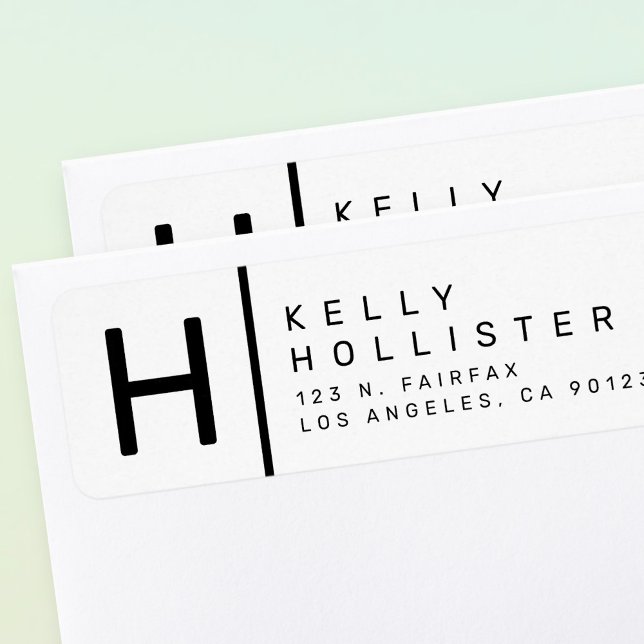 Etiqueta Branco e Preto| Endereço de Devolução Moderna (Criador carregado)