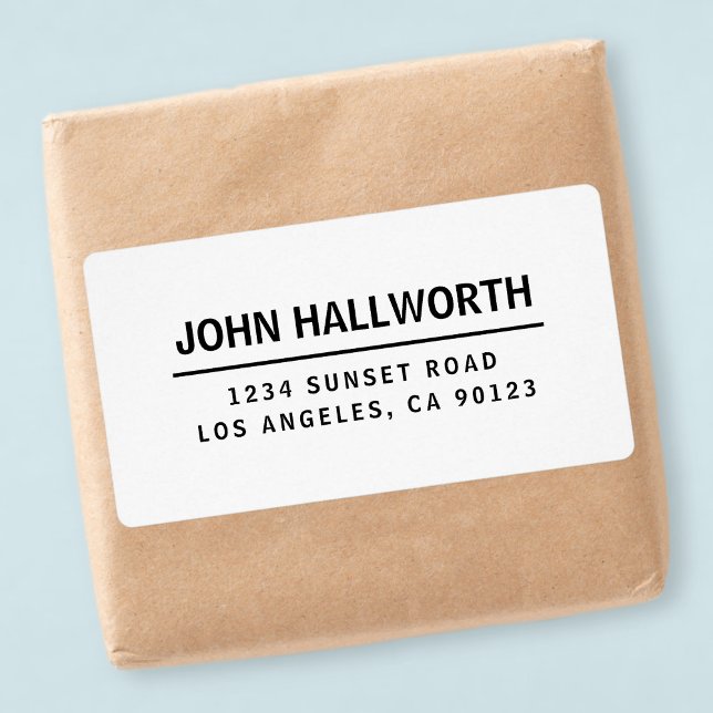 Etiqueta Branco e Preto Moderno Simples (Criador carregado)