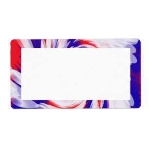 Etiqueta branco vermelho e azul