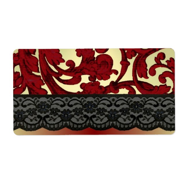 Etiqueta Brick red & gold damask (Frente)