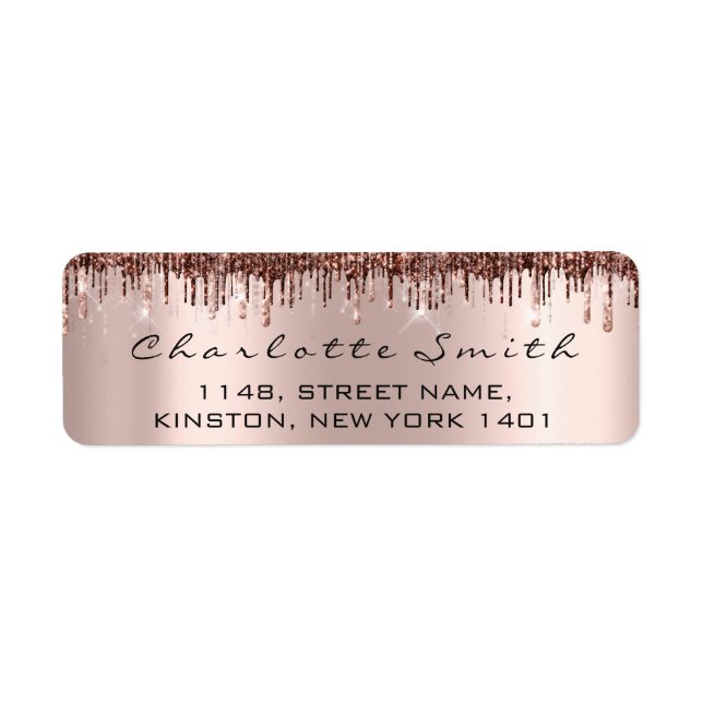 Etiqueta Bridal Drives Rosa RSVP Endereço de devolução Choc (Frente)