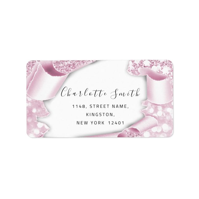 Etiqueta Bridal RSVP Casamento 3D Frame Rosa Glitter (Frente)