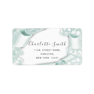 Etiqueta Bridal RSVP Casamento 3D Mint Frame Glitter