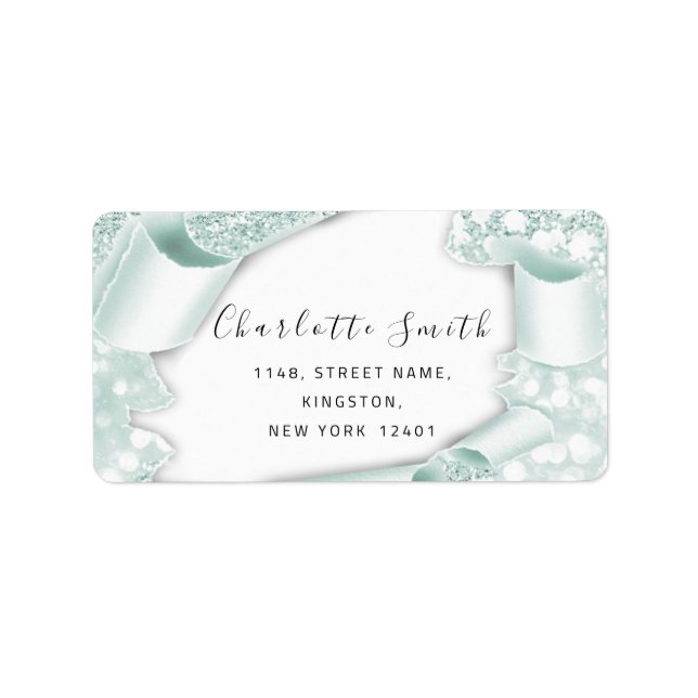 Etiqueta Bridal RSVP Casamento 3D Mint Frame Glitter (Frente)