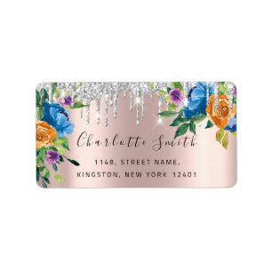 Etiqueta Bridal RSVP Casamento Drives Rosa Floral de Prata