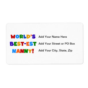 Etiqueta Bright Colors World's Best est Nanny Gifts