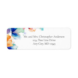 Etiqueta Bright Floral Watercolor Endereço de Devolução de 