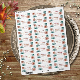 Etiqueta Bright Modern Abstrato Dark Teal, Cobre, Bisque