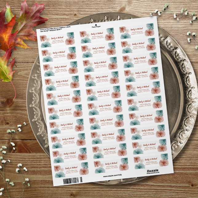 Etiqueta Bright Modern Abstrato Dark Teal, Cobre, Bisque (Criador carregado)