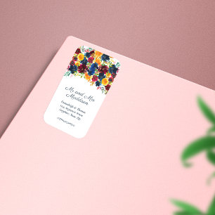 Etiqueta Bright Watercolor Floral White Return Endereço