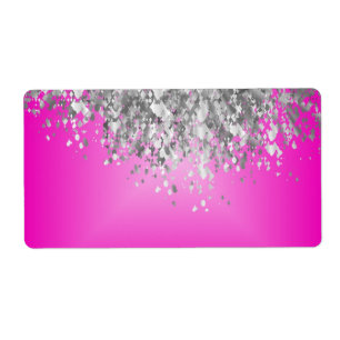 Etiqueta Brilhante rosa quente e falso