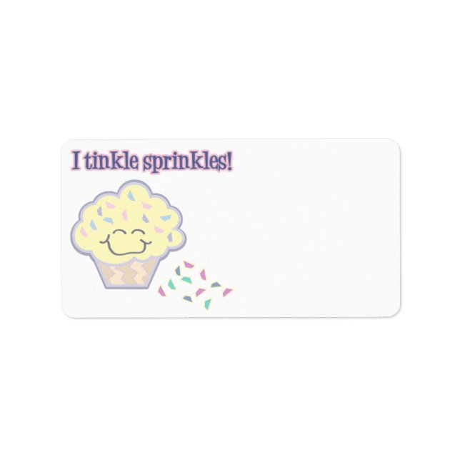 Etiqueta brilho confeitos divertido cupcake (Frente)