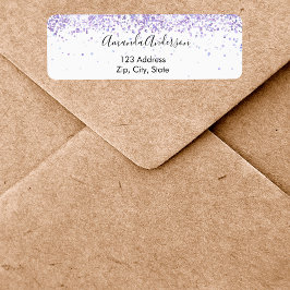 Etiqueta Brilho violeta branco glamouroso endereço de retor