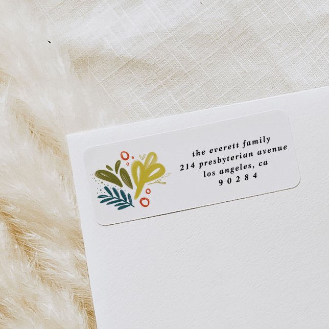 Etiqueta Brincadeira | Rótulo de Endereço Botânico Festivo (Watercolor botanical bramble festive return address labels.)