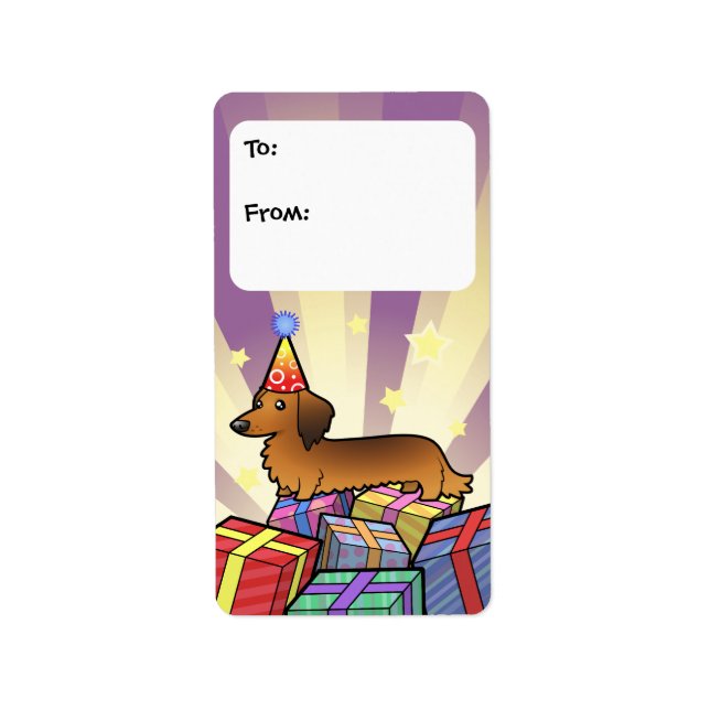 Etiqueta Brincadeiras de Dachshund (cabelo comprido) (Frente)