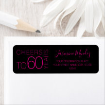 Brinde a 60 anos Endereço Chic Preto Rosa Elegante