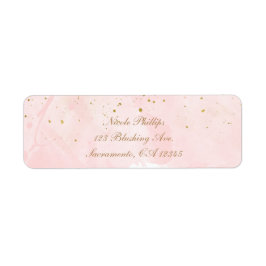 Etiqueta Brinde de Noiva Moderno Rosa e Dourado com Salpico