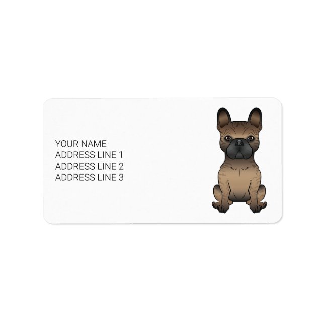 Etiqueta Brindle French Bulldog / Frenchie Cute Dog & Text (Frente)