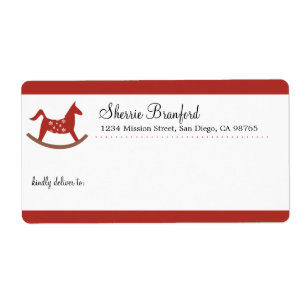 Etiqueta Brinquedo de cavalo de rocha Navio de Natal