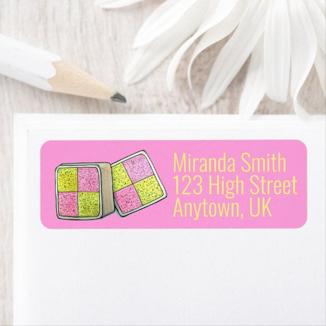 Etiqueta British Battenberg Marzipan Sponge Cake UK Comida (Insitu)