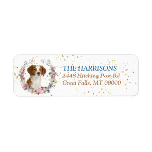 Etiqueta Brittany Dog Spring Flowers Wreath
