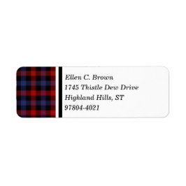 Etiqueta Brown Clan Red e Blue Scottish Tartan