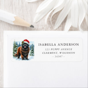 Etiqueta Brown Newfound Dog Winter Watercolor Address