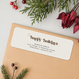 Etiqueta Brown Script Christmas Holiday Return Address