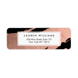 Etiqueta Brushstrokes Dourados abstrato Rosa em Preto