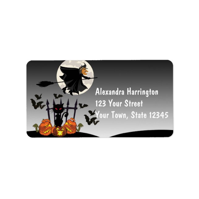 Etiqueta Bruxa Voadora Halloween (Frente)