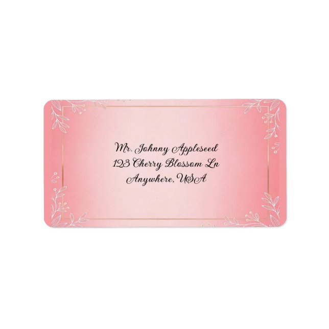 Etiqueta Bubblegum Blush Wedding  (Frente)