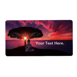 Etiqueta Buda no Céu Vermelho da Noite