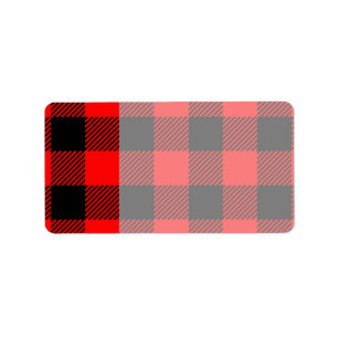 Etiqueta Buffalo Check Red and Black Lumberjack Xadrez Deco